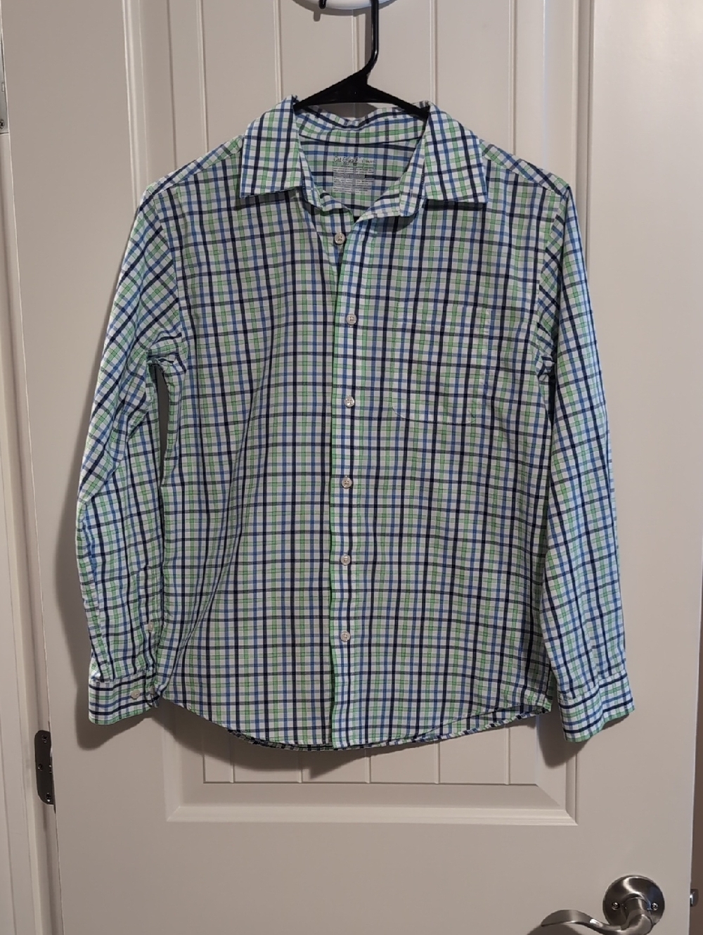 Boy's Green & Blue Plaid Button-Up Shirt